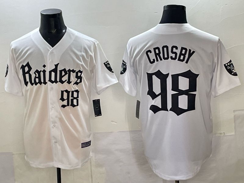 Men 2025 Oakland Raiders 98 Crosby white 6th generation Joint Name Nike Limited NFL Jersey style 04